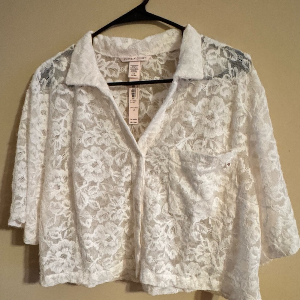 Victoria's Secret Ivory Lace Blouse and Matching Shorts